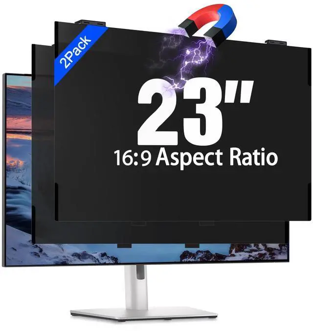 Main image of 2 Pack 23 Inch Magnetic Computer Privacy Screen Filter for Monitor 16:9 Aspect Ratio, Removable Hanging Privacy Screen Shield, Anti Blue Light Filter, Anti-Glare Protector