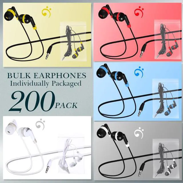 Alt view image 2 of 5 - Kanayu 100 Pack Wired Earbuds Bulk for Classroom Ear Headphones Wired Basic Student Earbuds No Microphone with 3.5mm Jack for Class Laptop School Library, Individually Bagged (Multicolor)