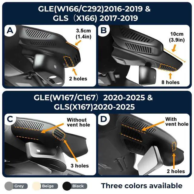 Alt view image 2 of 5 - Mangoal 4K Dash Cam Custom fit for Mercedes-Benz GLE(W167/C167) 2020-2025 & GLS(X167) 2020-2025(Model C Black), 4MATIC, OEM Look, Loop Recording, UHD 2160P Video, App & WiFi, 64GB Card, GPS