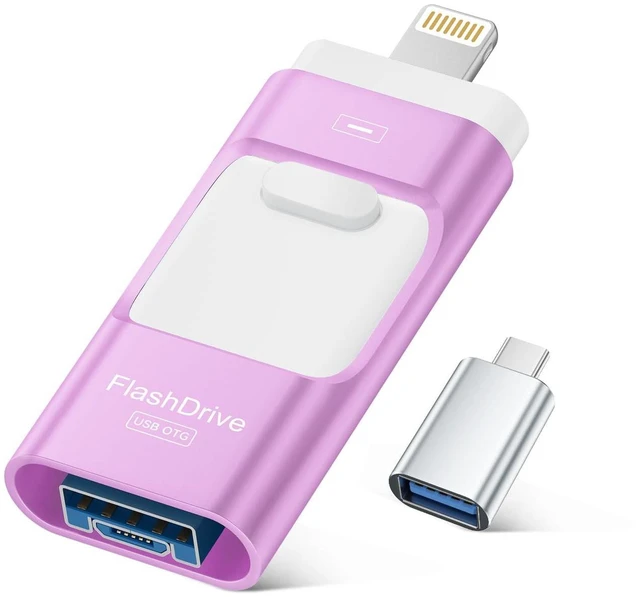 Main image of ROSPE MFi Certified 256GB iPhone Flash Drive, Photo Stick Memory Stick for iPhone iPad, USB Thumb Drive for Photos Videos Transfer & Backup, External Storage Compatible for iPhone/Android (Purple)
