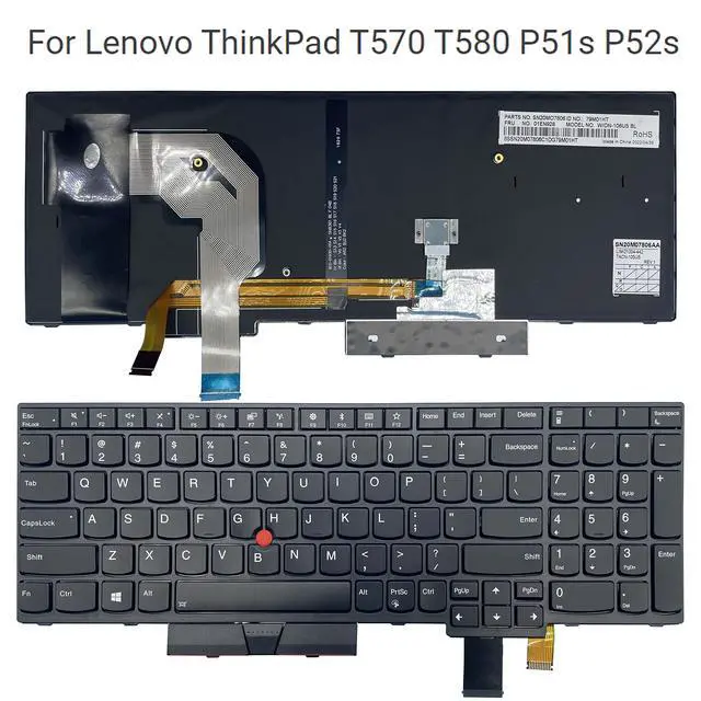 Alt view image 2 of 5 - Sierra Blackmon Laptop Keyboard US Layout for Lenovo ThinkPad T570 T580 P51s P52s Black Framed Pointing Stick with Backlight