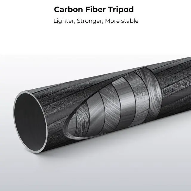 Alt view image 3 of 5 - K&F CONCEPT 68" Carbon Fiber Camera Tripod,Compact Tripods with Metal Ball Head,Quick Release Plate,Detachable Monopod 22lbs Load for DSLR with Phone Mount,D255C4+BH-28L