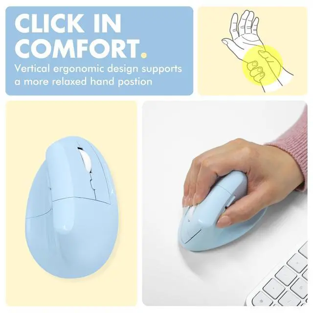 Alt view image 2 of 5 - X9 Performance Wireless Vertical Ergonomic Mouse - (BT + 2.4Ghz) - Click in Comfort - Up to 4000 DPI, 6 Button, Rechargeable - Bluetooth Ergonomic Vertical Mouse Wireless - for Mac and P