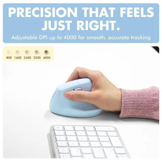 Alt view image 5 of 5 - X9 Performance Wireless Vertical Ergonomic Mouse - (BT + 2.4Ghz) - Click in Comfort - Up to 4000 DPI, 6 Button, Rechargeable - Bluetooth Ergonomic Vertical Mouse Wireless - for Mac and P