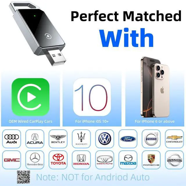 Alt view image 4 of 5 - Wireless Carplay Adapter for iPhone Apple, 2026 Mini CarPlay Dongle, Plug & Play, No Delay, Convert Wired to Wireless Bluetooth Apple Carplay, with USB&USB-C, for iOS 10+ and 2016+ Cars,