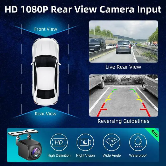 Alt view image 5 of 5 - Double Din Car Stereo Radio Wireless CarPlay Wireless Android Auto, 7in Touchscreen Car Audio Receiver with Bluetooth,Rearview Camera,AM/FM, GPS Navigation,Mirror Link,Subwoofer,USB/AUX/