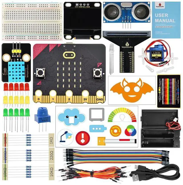 Main image of KEYESTUDIO Micro:bit Basic Starter Kit for Teens & Beginners - Electronics Learning Kit with Sensors, LEDs & Tutorials ^^ STEM Education Projects for Coding(Micro:bit Included)