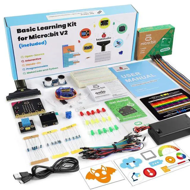 Alt view image 2 of 5 - KEYESTUDIO Micro:bit Basic Starter Kit for Teens & Beginners - Electronics Learning Kit with Sensors, LEDs & Tutorials ^^ STEM Education Projects for Coding(Micro:bit Included)