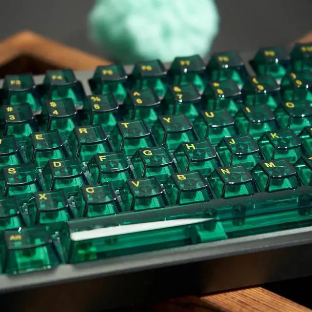 Alt view image 2 of 5 - SUEHIODHY Green Crystal Clear Keycaps Set, 156 Keys Cherry Profile Transparent Keycaps for 60% 65% 75% 100% Backlit Wireless Cherry Mx Switches Mechanical Gaming Keyboard