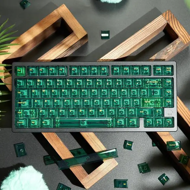 Alt view image 4 of 5 - SUEHIODHY Green Crystal Clear Keycaps Set, 156 Keys Cherry Profile Transparent Keycaps for 60% 65% 75% 100% Backlit Wireless Cherry Mx Switches Mechanical Gaming Keyboard