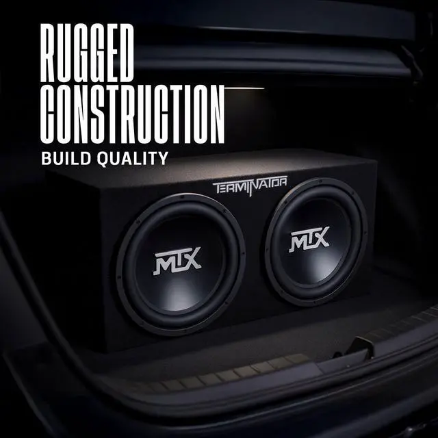 Alt view image 2 of 5 - MTX Dual 12-Inch Subwoofers with Loaded Enclosure, 1200W Max Power, 400W RMS, Terminator - Car Audio Subwoofer and Speaker System with Deep Bass Sound