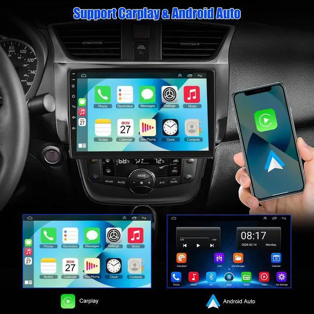 Alt view image 3 of 5 - New Upgrade Car Radio for 2013-2017 Nissan sentra,10.1 Inch Sentra Touchscreen Support Wireless Carplay&Android Auto, Bluetooth & Voice Control, Mirror Link, Subwoofer,SWC, FM Radio
