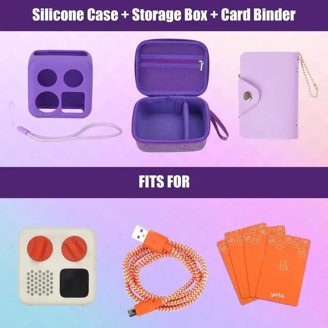 Alt view image 2 of 5 - MGZNMTY Travel Storage Case and Thicken Silicone Cover Compatible with Yoto Mini Player - Kids Audio & Music Player and Card Holder for Yoto Card Hold Up to 10 Cards (Purple)