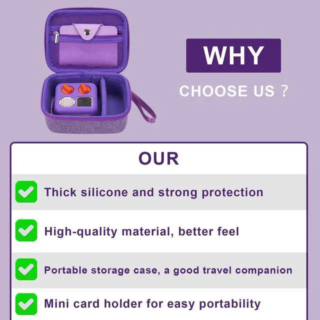 Alt view image 3 of 5 - MGZNMTY Travel Storage Case and Thicken Silicone Cover Compatible with Yoto Mini Player - Kids Audio & Music Player and Card Holder for Yoto Card Hold Up to 10 Cards (Purple)
