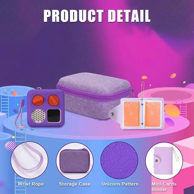 Alt view image 4 of 5 - MGZNMTY Travel Storage Case and Thicken Silicone Cover Compatible with Yoto Mini Player - Kids Audio & Music Player and Card Holder for Yoto Card Hold Up to 10 Cards (Purple)