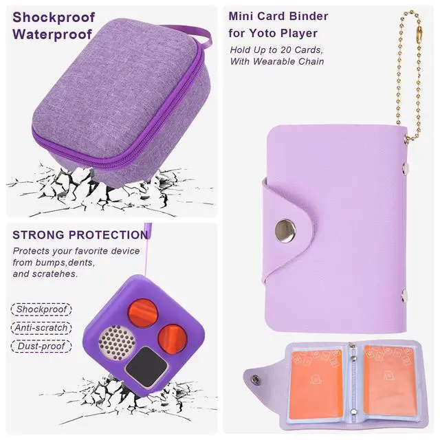 Alt view image 5 of 5 - MGZNMTY Travel Storage Case and Thicken Silicone Cover Compatible with Yoto Mini Player - Kids Audio & Music Player and Card Holder for Yoto Card Hold Up to 10 Cards (Purple)