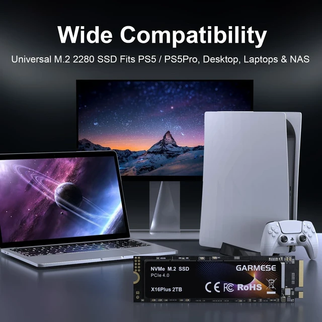 Alt view image 4 of 5 - GARMESE 2TB NVMe SSD PCIe 4.0 M.2 2280 Internal Solid State Drive, Up to 7450MB/s, High-Speed Gen4 NVMe SSD for Gaming PC, Laptop Upgrade, Windows 11 Boot Drive, Video Editing & Content Creation