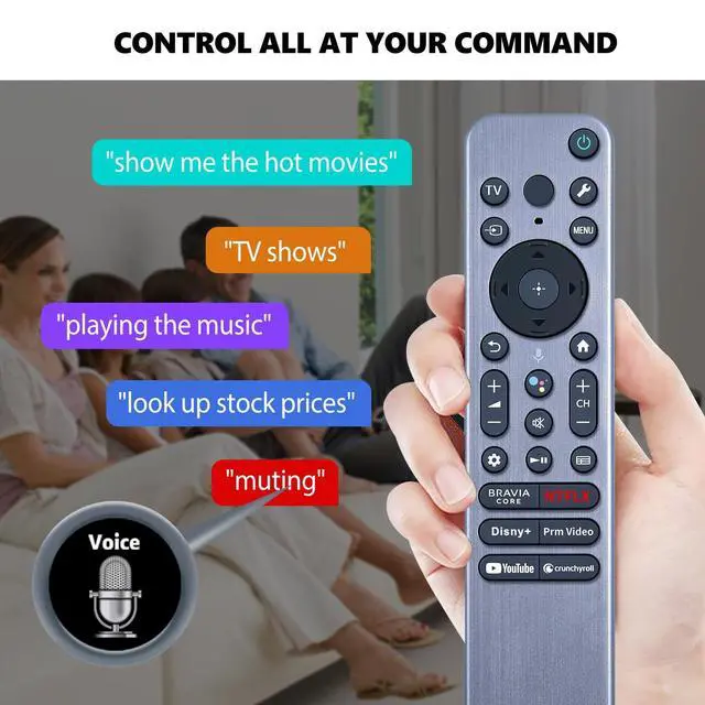 Alt view image 3 of 5 - PZL RMF-TX910U Backlit Voice Replacement Remote, Compatible with Sony Bravia TV XR/KD/XR Series X77L X93L A80L A95L X95L X90L A75L etc