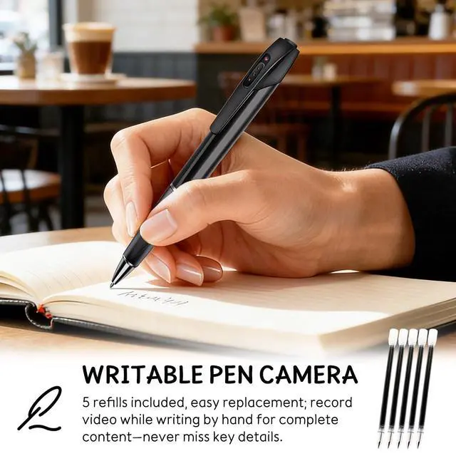 Alt view image 3 of 5 - HSJAKKK Hidden Camera Pen with 32GB SD Card - Body Camera Portable Spy Pen No WiFi Needed - 1080P FHD Mini Wearable Cameras for Home Office - No Audio