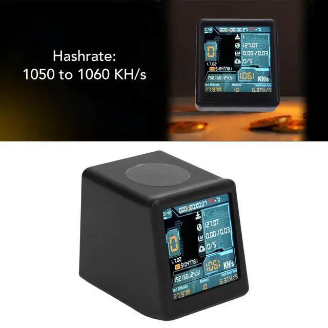 Alt view image 2 of 5 - Bitcoins Miner, 1.54 Inch Smart Display Crypto Miner Lottery Mining Device, 1060 KH/s BTC Mining Machine with Desktop Clock Function (Black)