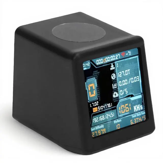 Main image of Bitcoins Miner, 1.54 Inch Smart Display Crypto Miner Lottery Mining Device, 1060 KH/s BTC Mining Machine with Desktop Clock Function (Black)