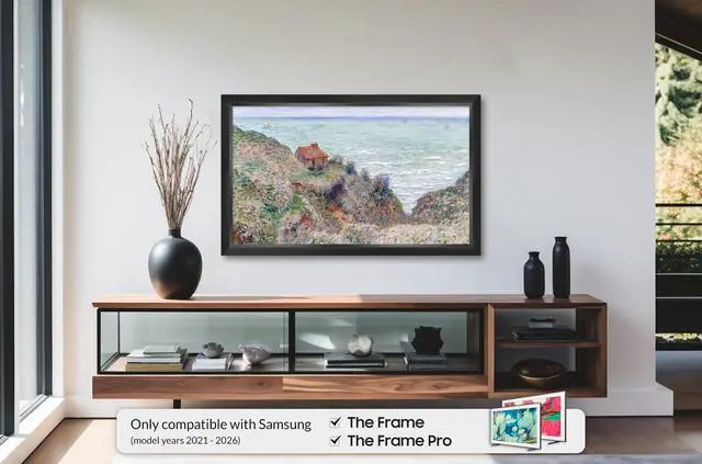 Alt view image 2 of 5 - Modern Tuxedo Black 50" Slim Deco TV Frame - Compatible ONLY with Samsung The Frame TVs (Fits 2021-2026, LS03A, LS03B, LS03C, LS03D, LS03FA)