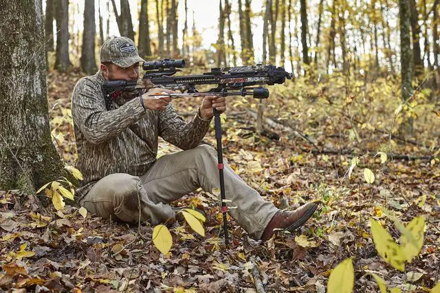 Alt view image 5 of 5 - Barnett Sureshot Monopod to Increase Crossbow Stability, Designed for use with Barnett Crossbow Models with VertiGrip Palm Rests, Black/Red