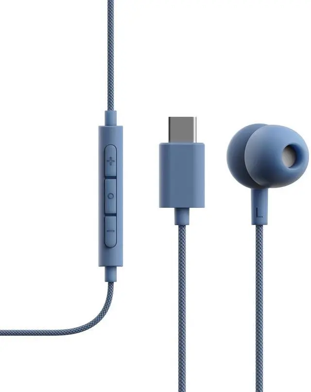 Alt view image 2 of 5 - Sudio V3 Essential Wired Earbuds ^^ in Ear Headphones with Cable and USB-C Connector ^^ Tangle-Resistant Braided Cable ^^ Built-in Microphone ^^ IPX4 Water Resistant ^^ No Charging Needed ^^ (Blue)