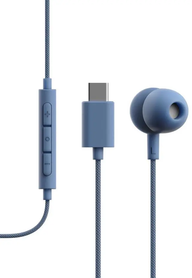 Alt view image 4 of 5 - Sudio V3 Essential Wired Earbuds ^^ in Ear Headphones with Cable and USB-C Connector ^^ Tangle-Resistant Braided Cable ^^ Built-in Microphone ^^ IPX4 Water Resistant ^^ No Charging Needed ^^ (Blue)