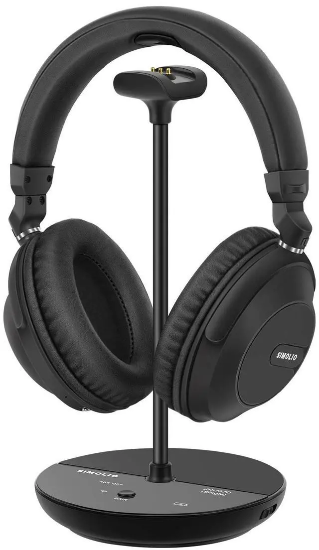 Main image of SIMOLIO 737D Wireless Headphones for TV Watching, Volume Boosted Dual Headphones for Seniors, No Delay, Tone & Balance Control, 100ft Long Range