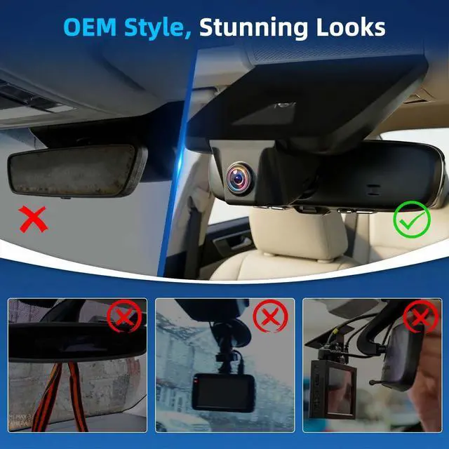 Alt view image 2 of 5 - OEM Look Integrated 4K Dash Cam for Lexus ES350 ES300h ES250 2019-2025, Stealth Design Hidden Car Camera, UHD 2160P, Ultra-Wide Angle, Rain Sensor Plug & Play, G-Sensor, with 64GB Card