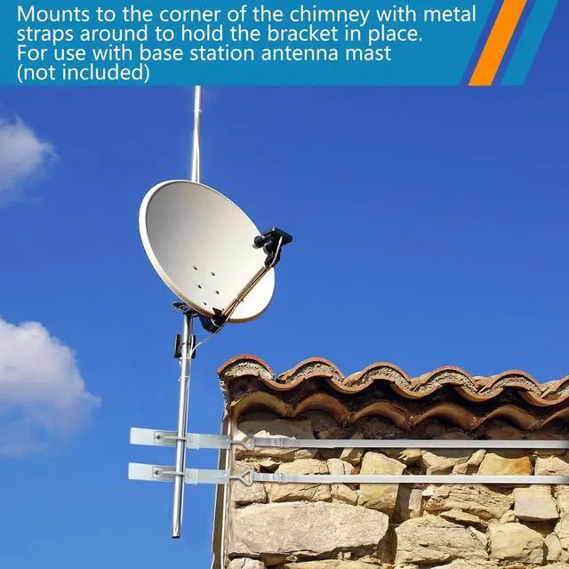 Alt view image 5 of 5 - Blulu 2 Set TV Antenna Chimney Y-Mount Kit 12 ft Galvanized Steel Straps Stainless Steel 4 Inch Standoff Pole Adjustable Mast Wall Mounting Heavy Duty for Cb Ham Home Outdoor Weather Station