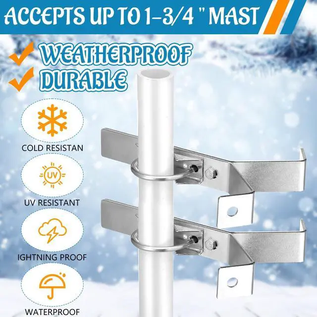 Alt view image 2 of 5 - Blulu 2 Set TV Antenna Chimney Y-Mount Kit 12 ft Galvanized Steel Straps Stainless Steel 4 Inch Standoff Pole Adjustable Mast Wall Mounting Heavy Duty for Cb Ham Home Outdoor Weather Station
