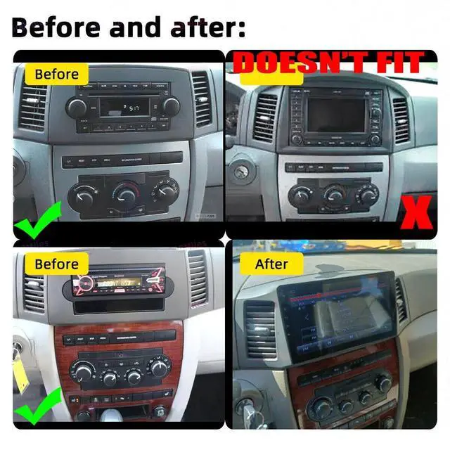 Alt view image 2 of 5 - EWLSAC Android 13 Double Din Car Stereo for 2004-2007 Jeep Grand Cherokee 10 Inch HD Touch Screen Car Audio Multimedia Receiver with Carplay Android Auto GPS Radio Navigation Bluetooth Camera(2G+32G)