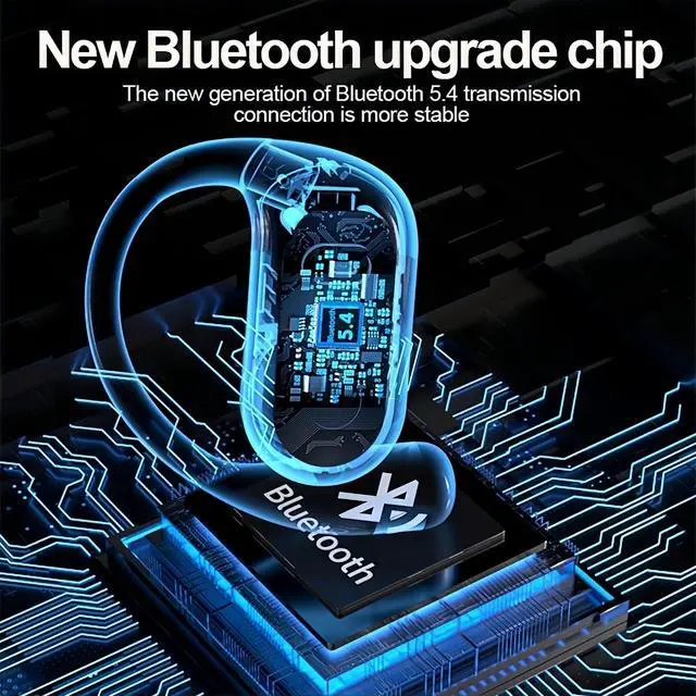 Alt view image 4 of 5 - JIMBOBO Open Ear Headphone Bluetooth 5.4 Wireless Earphone Air Conduction Earbuds with Earhook Mic 50H Playtime LED Display Charging Case Comfort Sport Headset for Running, Fitness, Yoga, Work