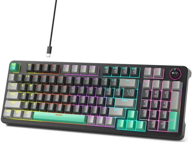 Main image of Meidosa AK96 Mechanical Keyboard Smart Display & Knob, Top Mount 96% Wired Mechanical Keyboard USB-C, Hot Swappable, Software Support, Creamy Sounding, 96 Keys (Black)