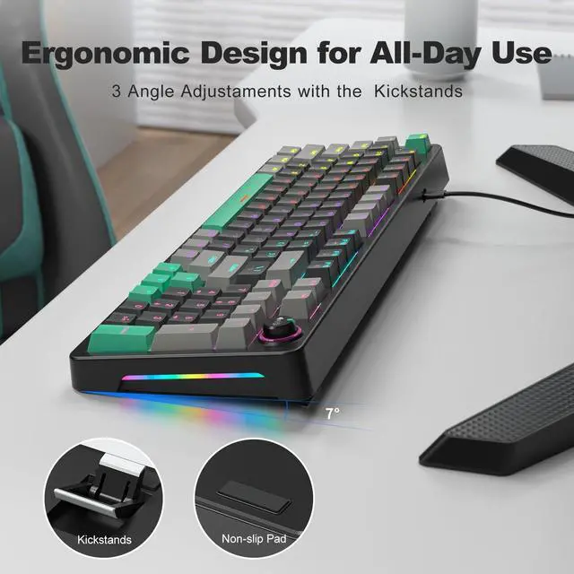 Alt view image 3 of 5 - Meidosa AK96 Mechanical Keyboard Smart Display & Knob, Top Mount 96% Wired Mechanical Keyboard USB-C, Hot Swappable, Software Support, Creamy Sounding, 96 Keys (Black)