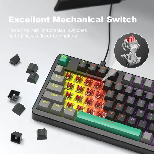 Alt view image 4 of 5 - Meidosa AK96 Mechanical Keyboard Smart Display & Knob, Top Mount 96% Wired Mechanical Keyboard USB-C, Hot Swappable, Software Support, Creamy Sounding, 96 Keys (Black)
