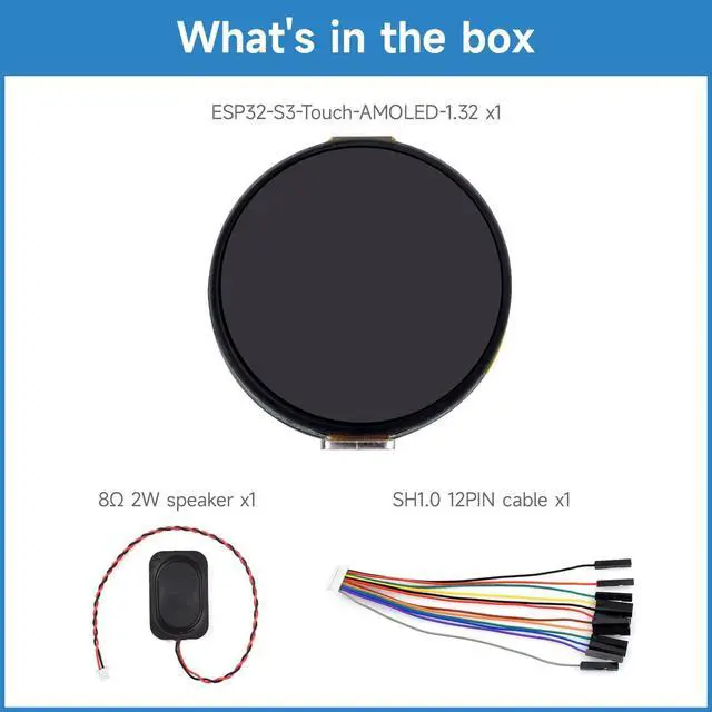 Alt view image 2 of 5 - KLAYERS ESP32-S3-Touch-AMOLED-1.32,High-Performance Round AMOLED Development Board with 1.32-inch 466x466 Touch Display, Wi-F/Blue-T 5, Dual-Core Processor, and Audio Codec
