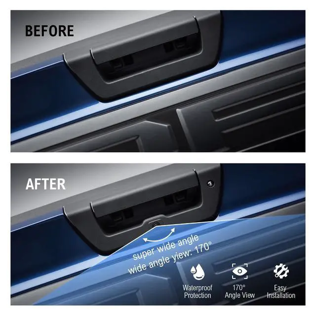 Alt view image 5 of 5 - LEADSIGN Tailgate Handle Backup Camera for Ford F150 Raptor 2015 2016 2017 Aftermarket Rearview Reverse Cameras for Pickup Truck Black with Night Vision/Waterproof/Parking Guideline