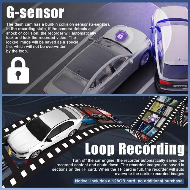 Alt view image 5 of 5 - KuTaiTai 4K Dash Cam fit for Audi 2019 2020 2021 2022 2023 2024 A4 A6 Allroad A3 A5 Q5 S4 S6 Q7 A8 S8 TT A7 S5 Q3 S3 S7 RS3 RS5 RS6 e-tron (Model A), OEM Look, UHD 2160P Video, WiFi & APP, 128GB Card