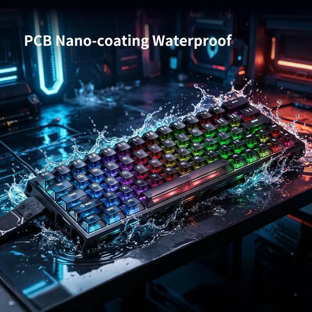 Alt view image 5 of 5 - IROK MG63 64 Keys Wired Magnetic Switch Keyboard, 512KHZ All Keys Scan Rate, PCB Nano-Coating Waterproof, ARGB Light and Shadow Coexist 8KHZ/CNC Carved Aluminum Gaming Keyboard (Black)