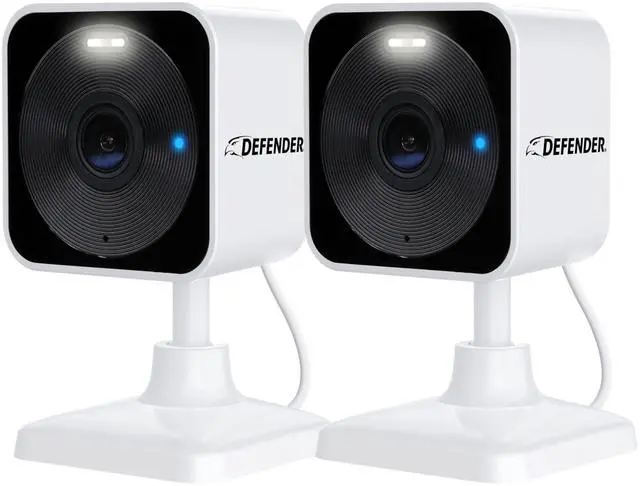 Main image of Defender GO 2K AI Powered WiFi Indoor/Outdoor Home, Business, Pet, Baby Security Camera, AI Detection, Dual Band, Spotlight/Siren, Color Night Vision, 2-Way Talk, Works with ClearVu App, 2 Pack