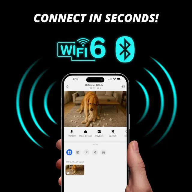 Alt view image 5 of 5 - Defender GO 2K AI Powered WiFi Indoor/Outdoor Home, Business, Pet, Baby Security Camera, AI Detection, Dual Band, Spotlight/Siren, Color Night Vision, 2-Way Talk, Works with ClearVu App, 2 Pack