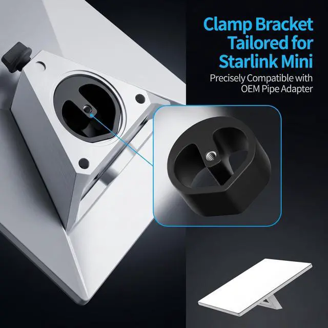 Alt view image 4 of 5 - Starlink Mini Mount (2025 Upgraded) Compatible with 2025 & 2024 Pipe Adapter, Precision Aluminum Bracket for RV Ladder, Roof Rack & Pole, No Grinding Required