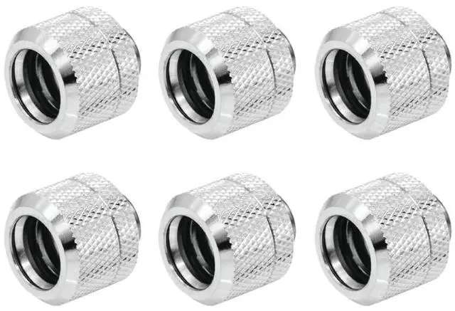Main image of greenDracaena Dracaena.io 6 Pack G1/4" Thread to 16mm Outer Diameter, Hard Tubing Compression Fitting with high Body Design for Computer Water Cooling System, Silver