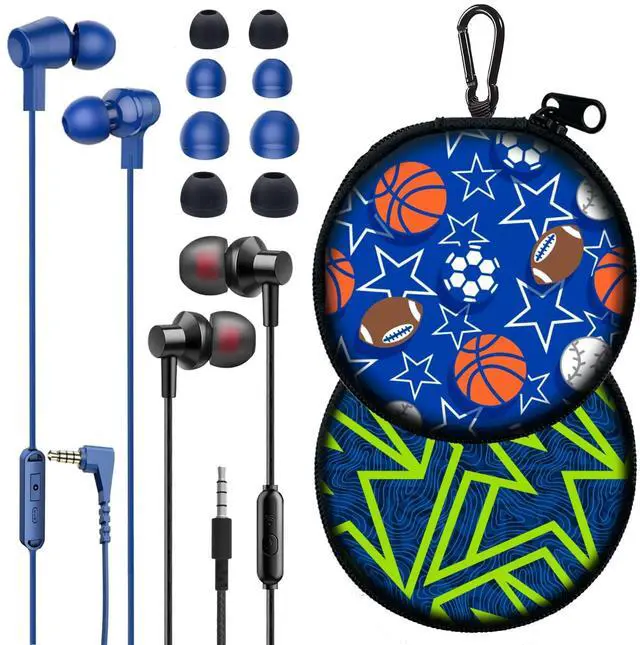 Main image of 2-Pack Teens Wired Earbuds with Cases, 3.5mm School Headphones,Sport#2