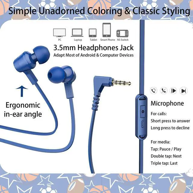 Alt view image 3 of 5 - 2-Pack Teens Wired Earbuds with Cases, 3.5mm School Headphones,Sport#2