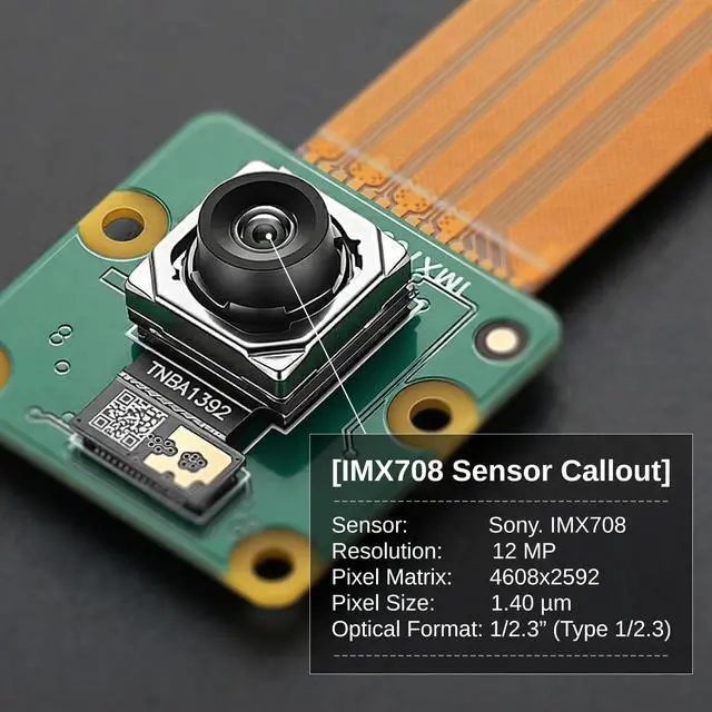 Alt view image 2 of 5 - SainSmart for Raspberry Pi Camera Module 3, 12MP IMX708, 120 (D) Wide FOV, PD Autofocus, HDR, RAW10, Compatible with Pi 5, Pi 4B, Pi Zero