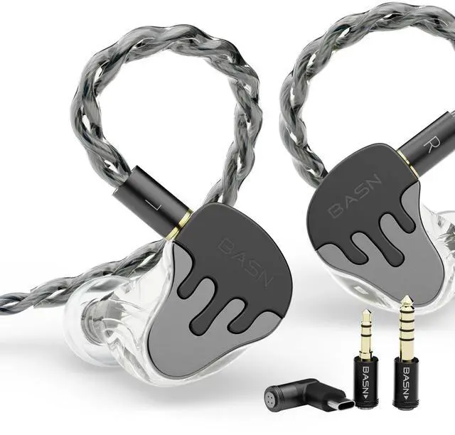Main image of BASN BmasterX USB-C in Ear Audio Monitor, Hybrid 6 Drivers IEM Earphones with Crystal Clear Sound, Detachable Cable Plus Carrying Case Fit Kit for Musician, Stage, Studio (Gunmetal Gray)